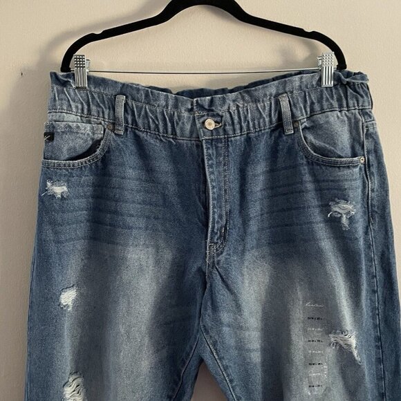 KanCan Maurices Women 33 Distressed Denim Boyfriend High Rise Paperbag Jean NWOT - Picture 5 of 13